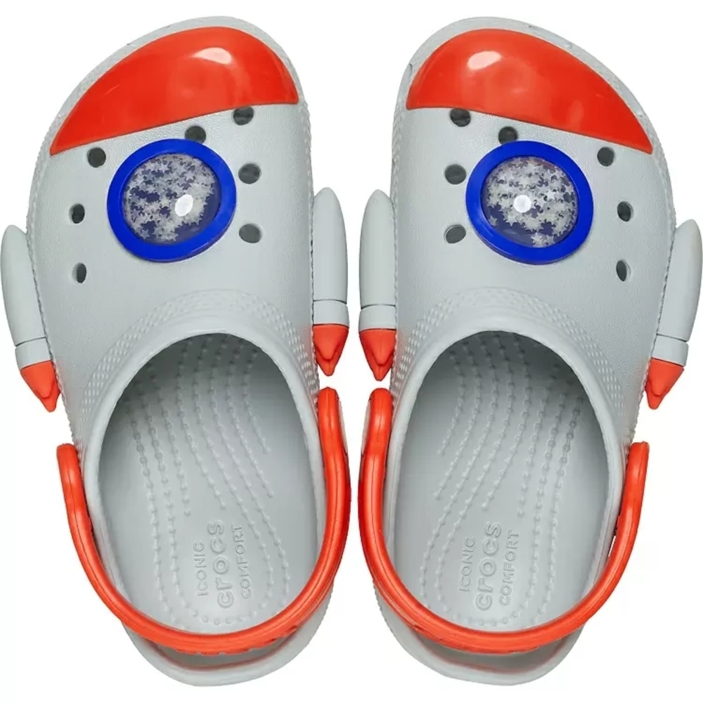 CROCS Kids Rocket-Themed Sandals - Gray and Orange